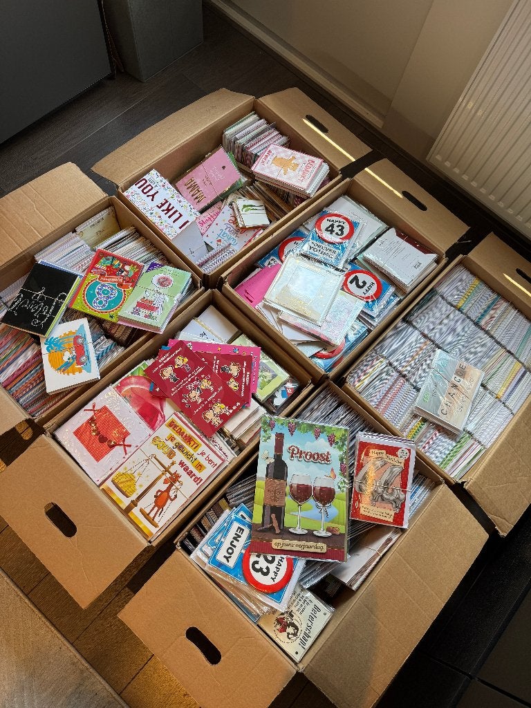 Complete partij circa 3.500 nieuwe wenskaarten, Ophalen, Nieuw