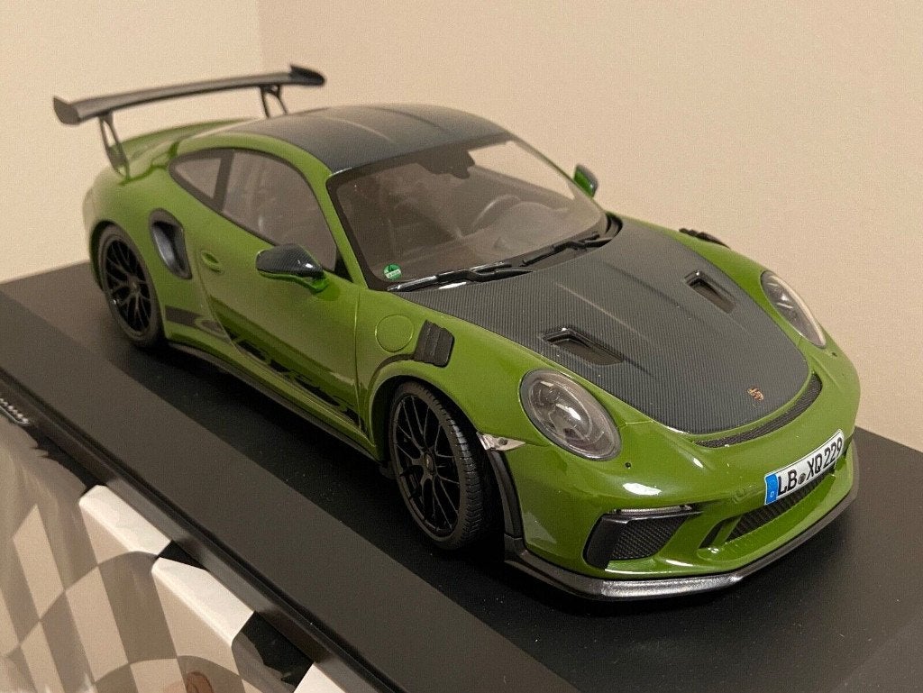 Porsche 911 (991.2) GT3 RS Weissach Package green Limited, Hobby en Vrije tijd, Ophalen of Verzenden, Nieuw, Auto, MiniChamps