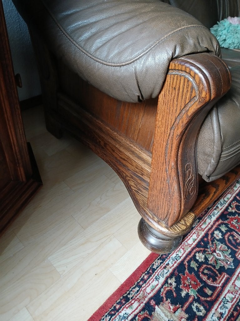 Eiken 3zitsbank, Ophalen, Leer, Rechte bank, Minder dan 150 cm