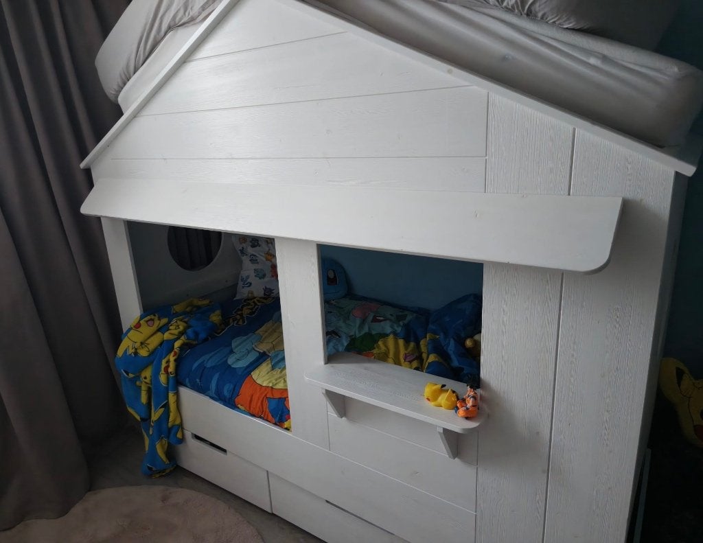 GELIJK OPHALEN! Witte WOOOD 3-Deurs kledingkast & Bedstee, Kinderen en Baby's, Ophalen, Kast, 50 tot 70 cm, 105 cm of meer