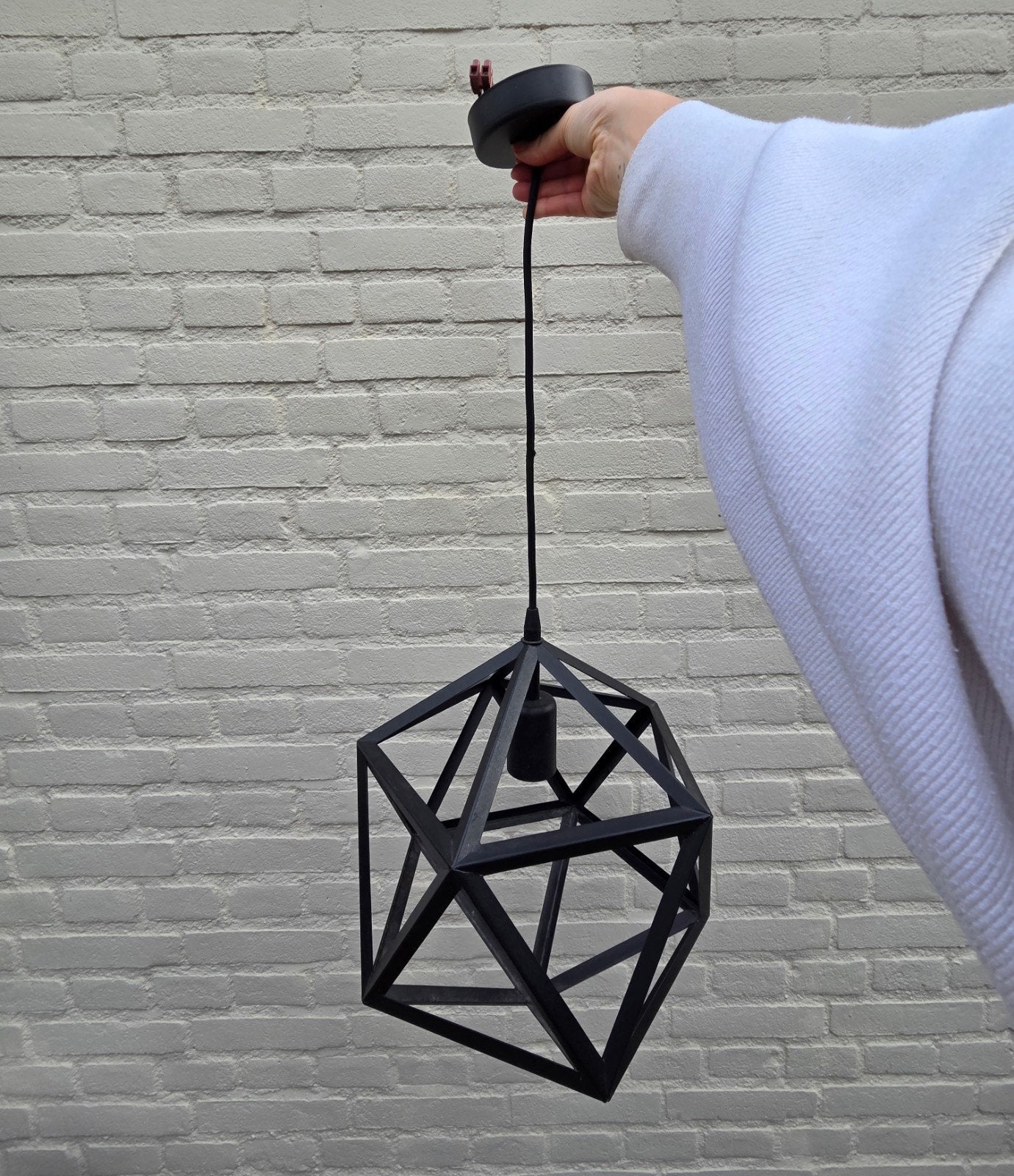 Zwarte Geometrische Hanglamp e27 kwantum leenbakker, Zo goed als nieuw, Metaal, Modern, Geometrisch, Industrieel, E27 (groot)