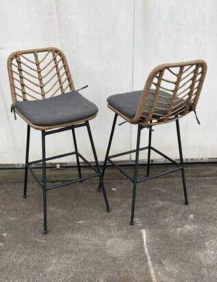 6 stuks luxe rotanlook horeca barkrukken, café, kruk, bar, Huis en Inrichting, Barkrukken, Ophalen, 5 krukken of meer, Met voetsteun