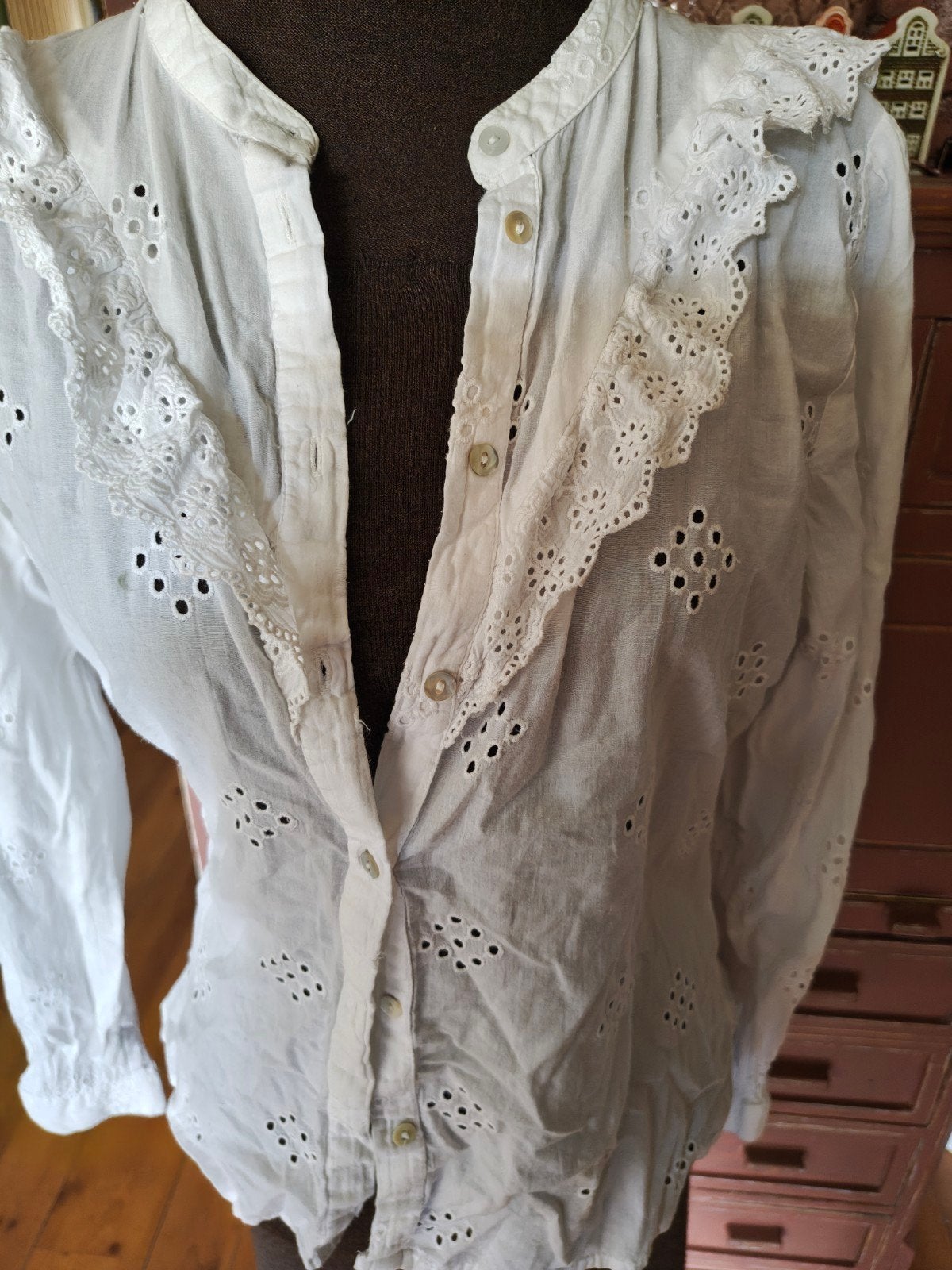 blouse maat 40 wit broderie, Kleding | Dames, Blouses en Tunieken, Ophalen of Verzenden, Zo goed als nieuw, Maat 38/40 (M), Wit