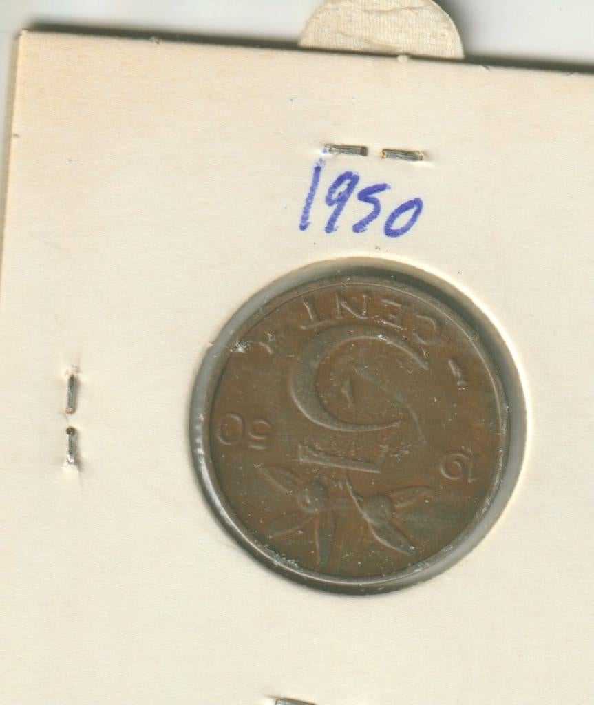 5 centen 1950 t/m 1980 nederland in houders, Verzenden, Koningin Juliana, 1 cent