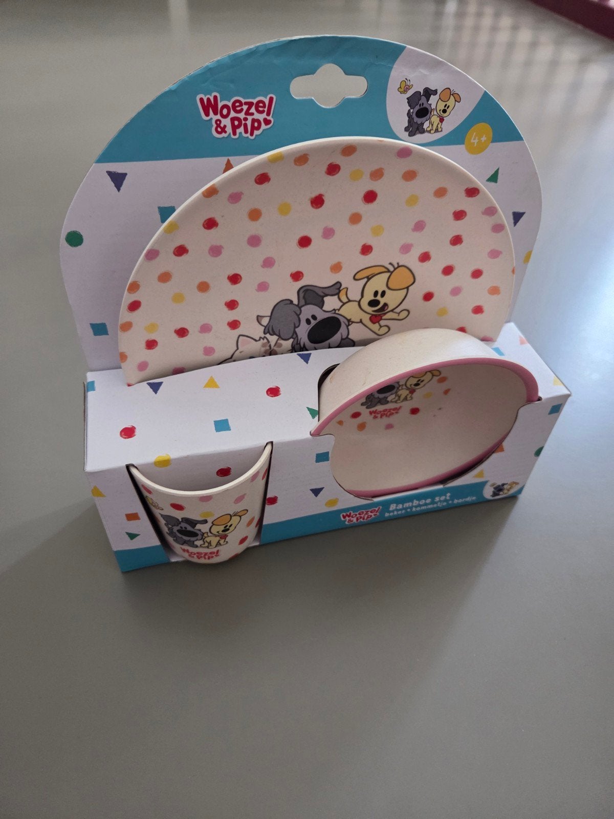 Nieuw - Woezel en Pip Bamboe Eetset - Bord, Kom en Beker, Overige merken, Overige typen, Nieuw, Ophalen of Verzenden
