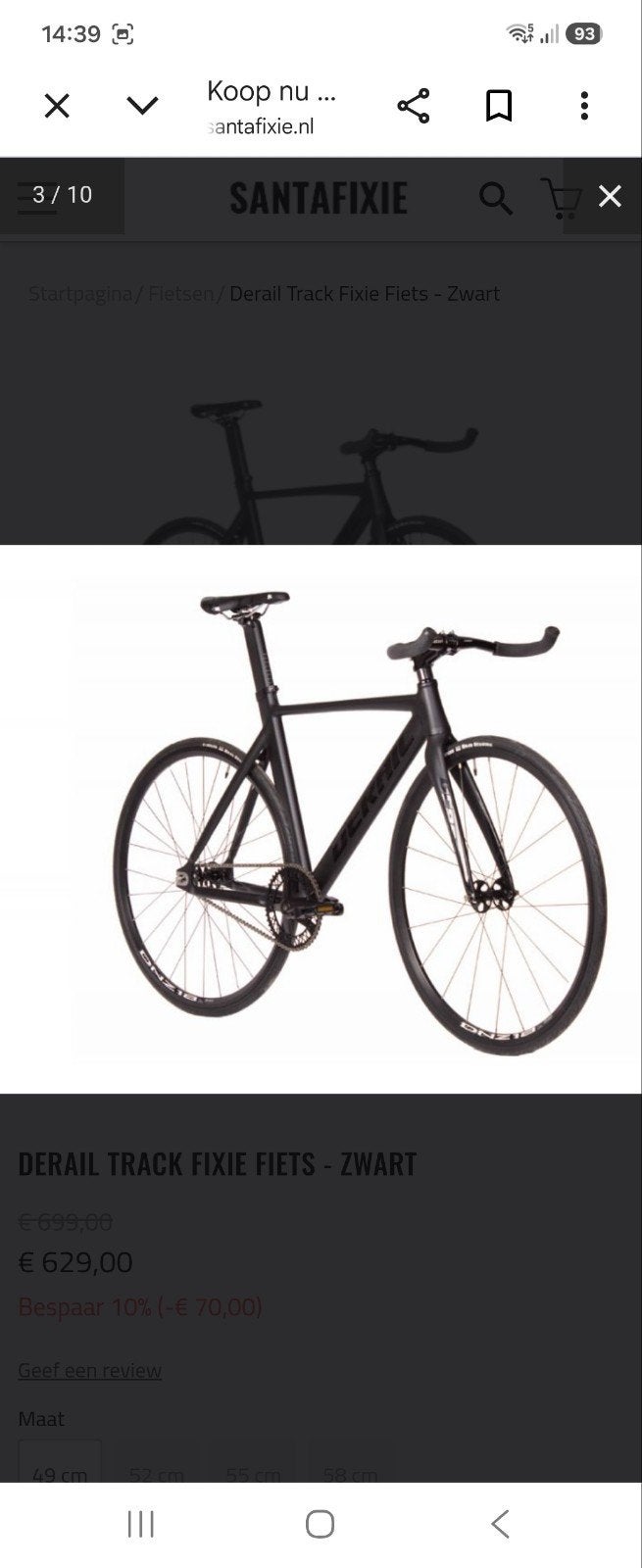 Derail Track Fixie bike, maat 52 ,PRIJS VERLAAGD !, Minder dan 10 versnellingen, Velgrem, Nieuw, Overige maten