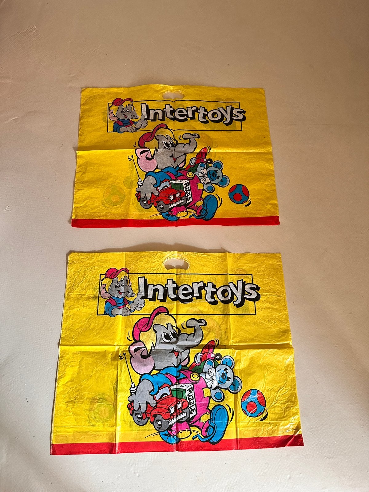 2x Intertoys draagtas Bollo Olifant jaren '80/'90 retro, Ophalen of Verzenden, Gebruikt