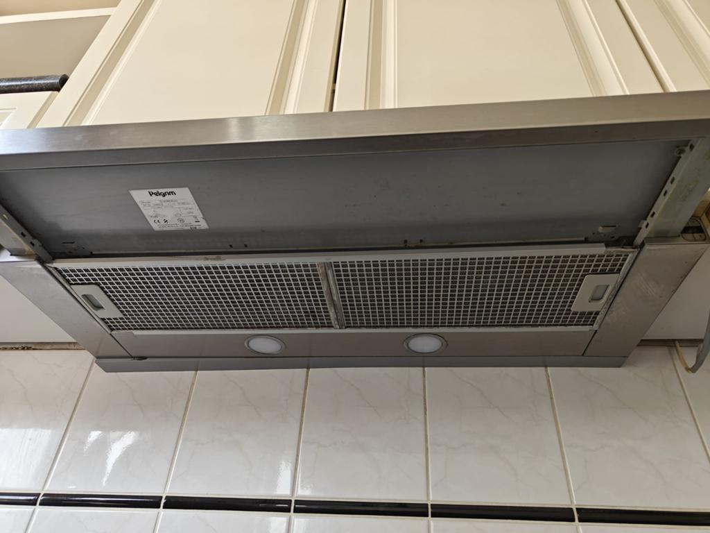 Gratis Pelgrim inbouw afzuigkap - werkt nog goed!, Witgoed en Apparatuur, Afzuigkappen, Ophalen, Gebruikt, Inbouw, Vlakschermkap