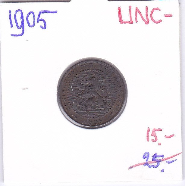 Mooie 1 cent 1905 UNC- van 25 euro voor 15 euro, Ophalen of Verzenden, Koningin Wilhelmina, 1 cent, Losse munt