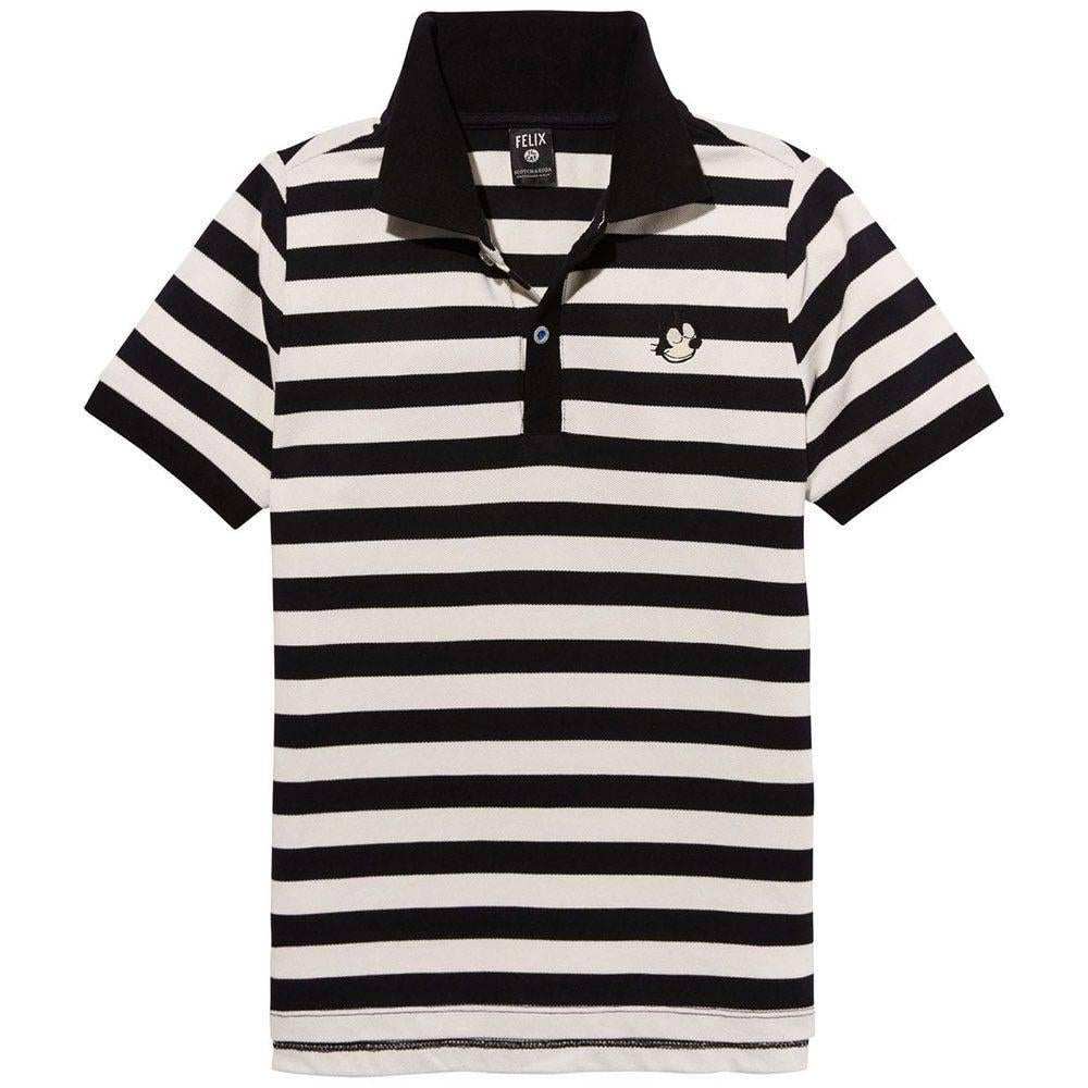 Super gave zwart witte SCOTCH & SODA Felix polo maat 16/176., Verzenden, Shirt of Longsleeve, Jongen, Nieuw