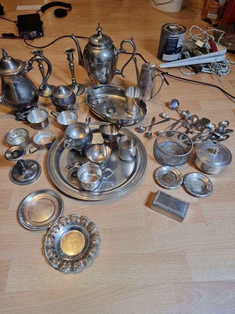 Grote partij verzilverd bestek, servies en decoratie, Ophalen of Verzenden
