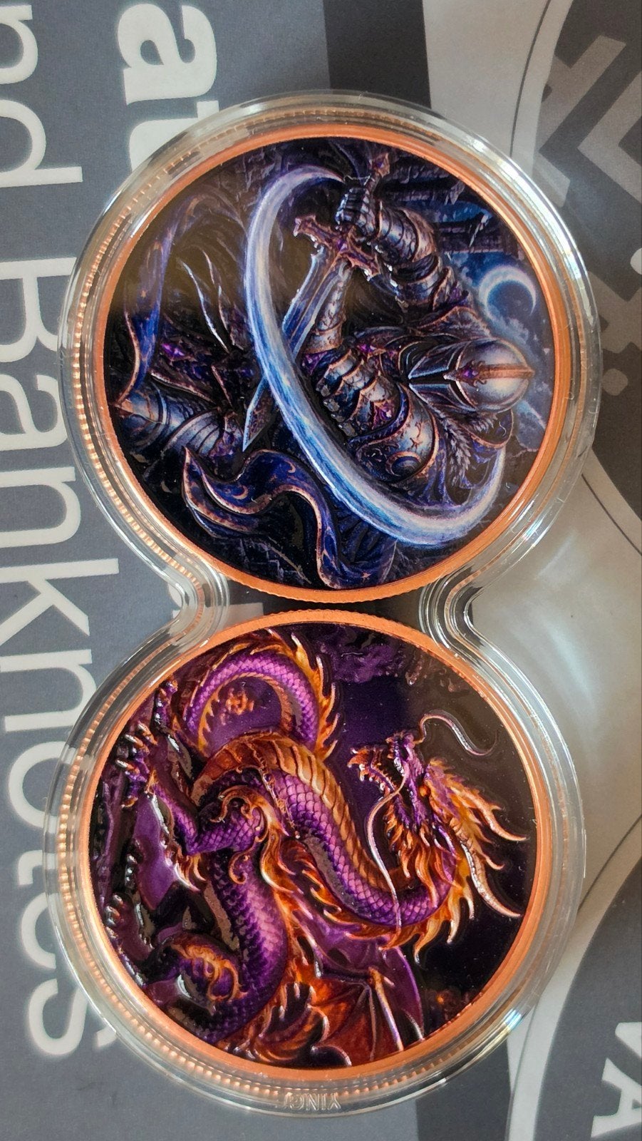 2x 1 oz 999 Koperen Munten met Diep Reliëf Draken, Ophalen of Verzenden