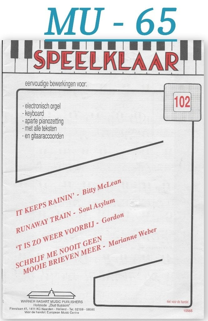 MU-65 BLADMUZIEK SPEELKLAAR NR 102, Ophalen of Verzenden, Gebruikt, Artiest of Componist, Populair