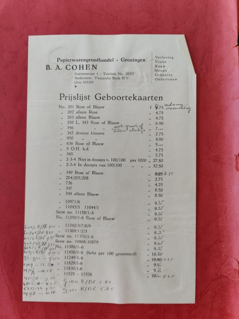 Geboortekaartjes monsterboek, Ophalen of Verzenden, Voor 1970, Geboortekaartje