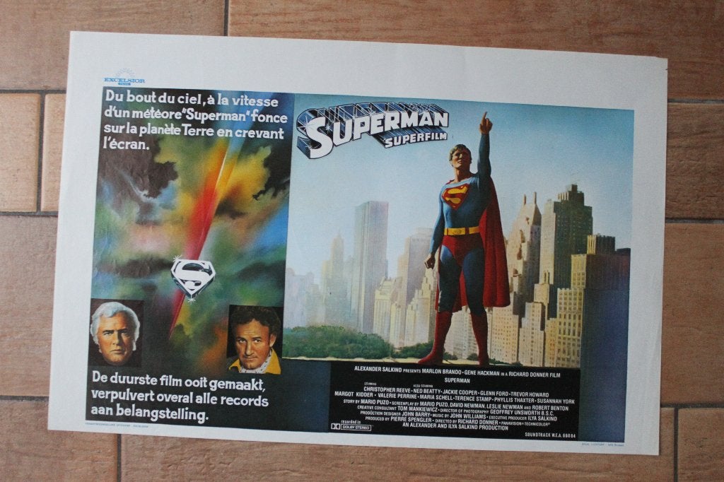 filmaffiche Superman 1 1978 filmposter, Verzamelen, Rechthoekig Liggend, Ophalen of Verzenden, Zo goed als nieuw, A1 t/m A3