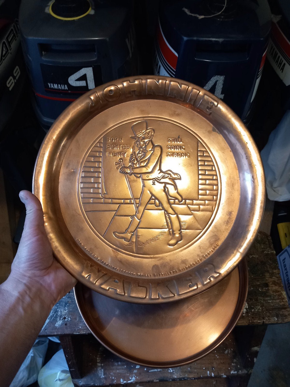 Antiek Johnnie Walker Whiskey Dienblad - Roodkoper, Ophalen of Verzenden, Koper