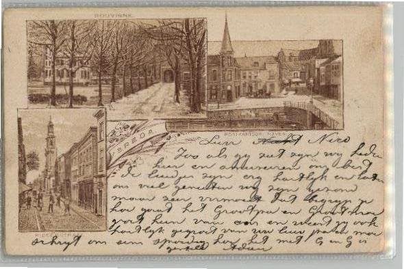 Oude Ansichtkaart Breda - Bouvigne en de Haven TOPKAART, Ophalen of Verzenden, Voor 1920, Gelopen, Noord-Brabant