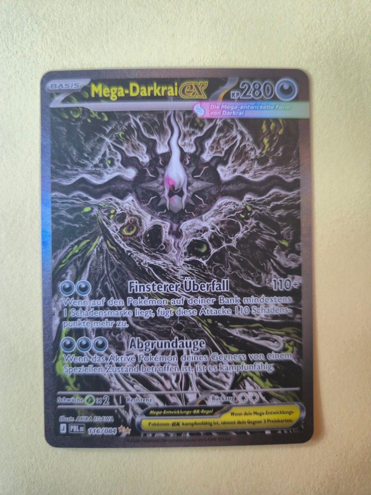 Mega Darkrai EX - Pitch Black - Duitse Pokémon Kaart NM, Ophalen of Verzenden, Zo goed als nieuw, Losse kaart