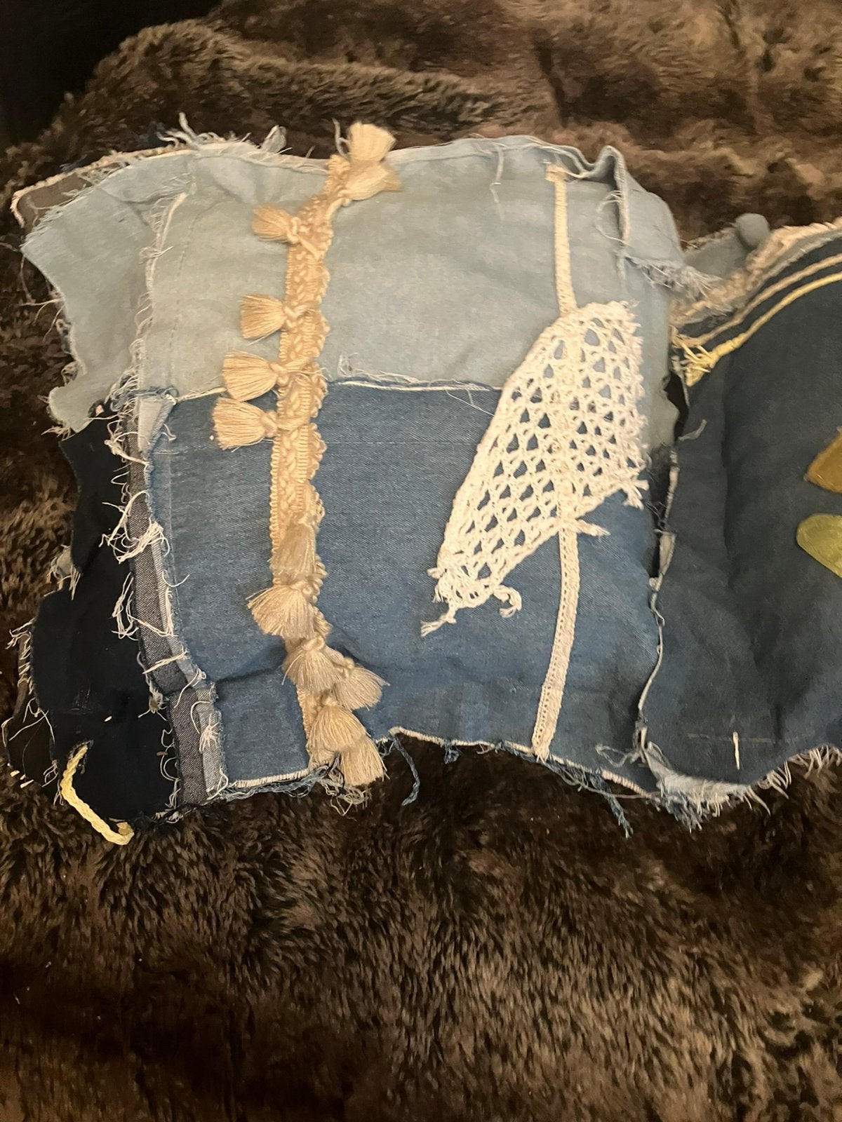 Uniek handgemaakt sierkussen van gerecycled denim, Overige merken, Gebruikt, Blauw, Vierkant