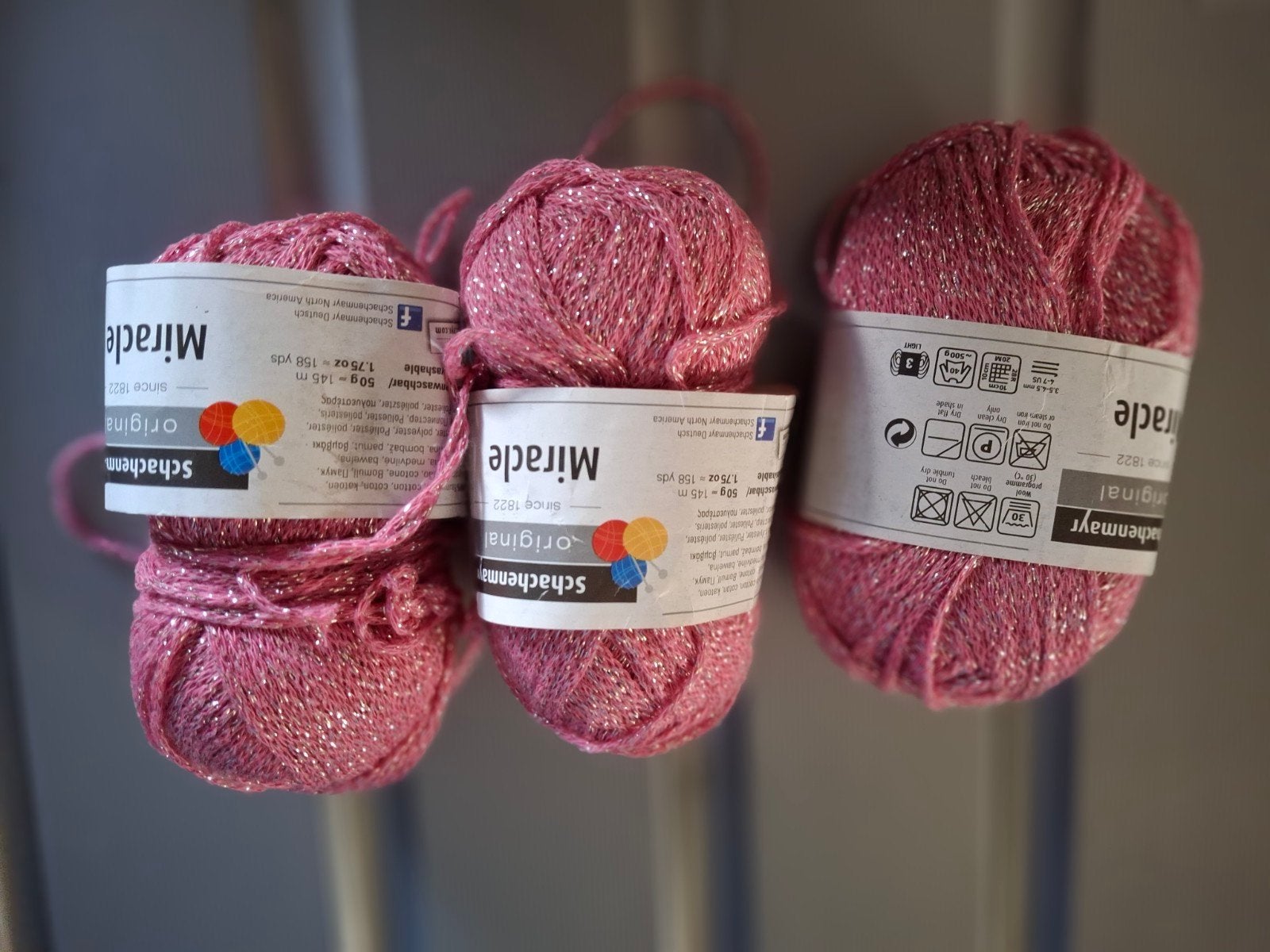 3 bollen Schachenmayr Miracle garen roze met glitter, Ophalen of Verzenden, Nieuw, Breien of Haken, Wol of Garen