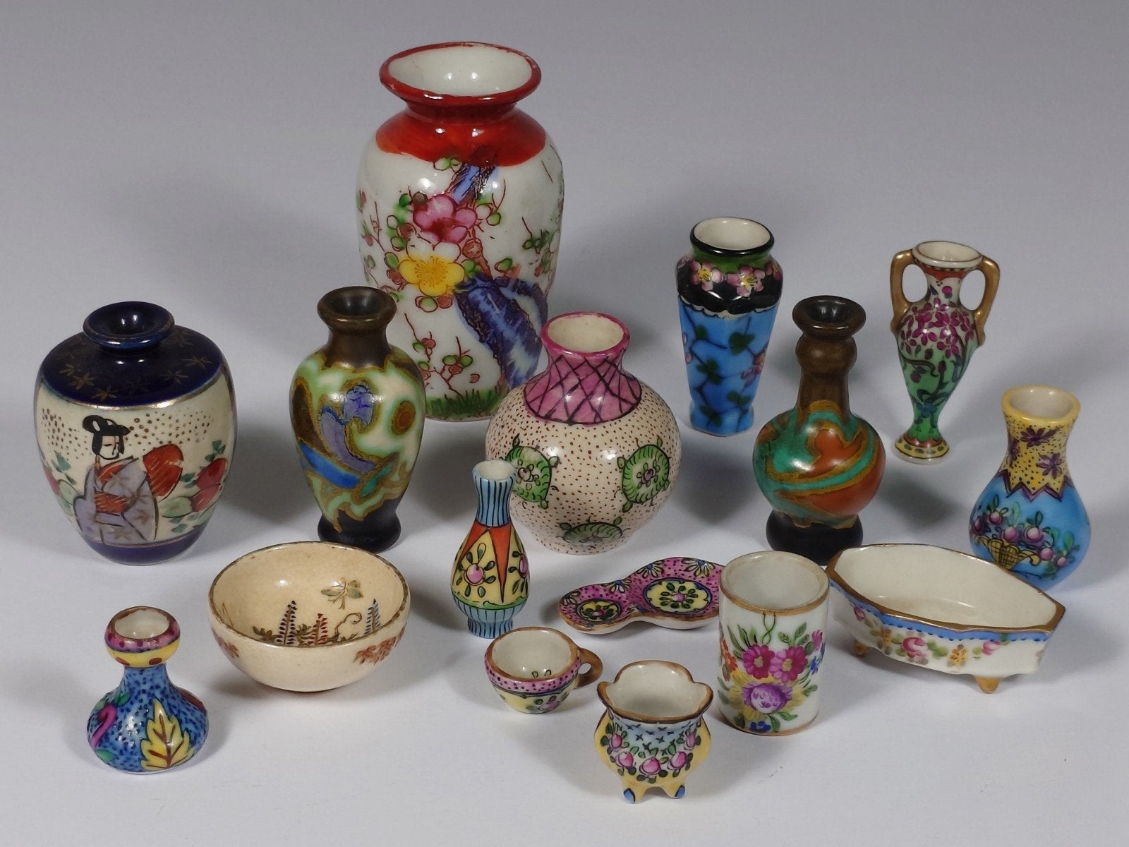 Lot miniatuur keramiek, Europees, Japans, etc., Ophalen of Verzenden
