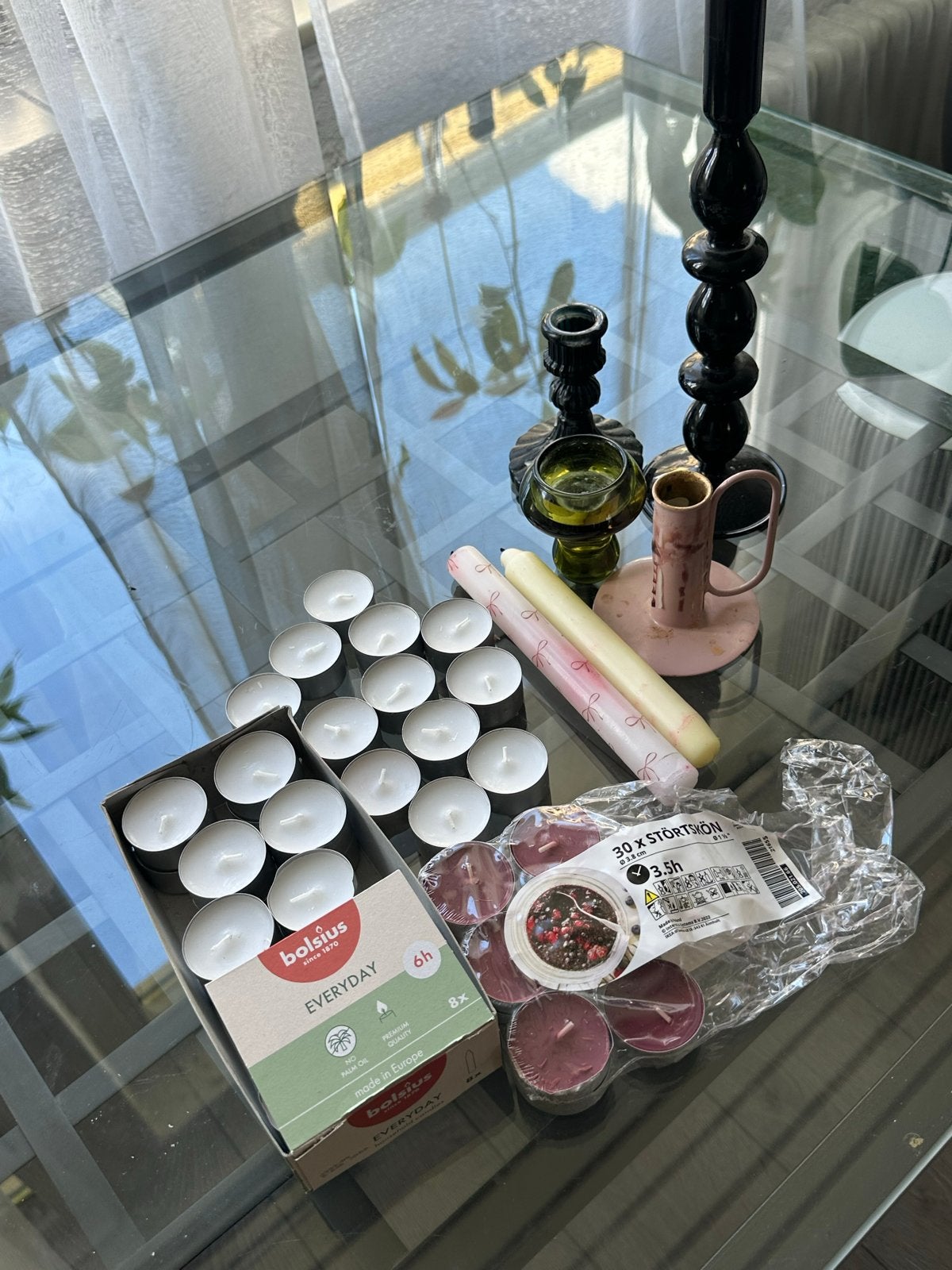 Diverse kaarsen en kandelaars - Bolsius, IKEA, vintage, Gebruikt, Zwart, IKEA, Ophalen of Verzenden