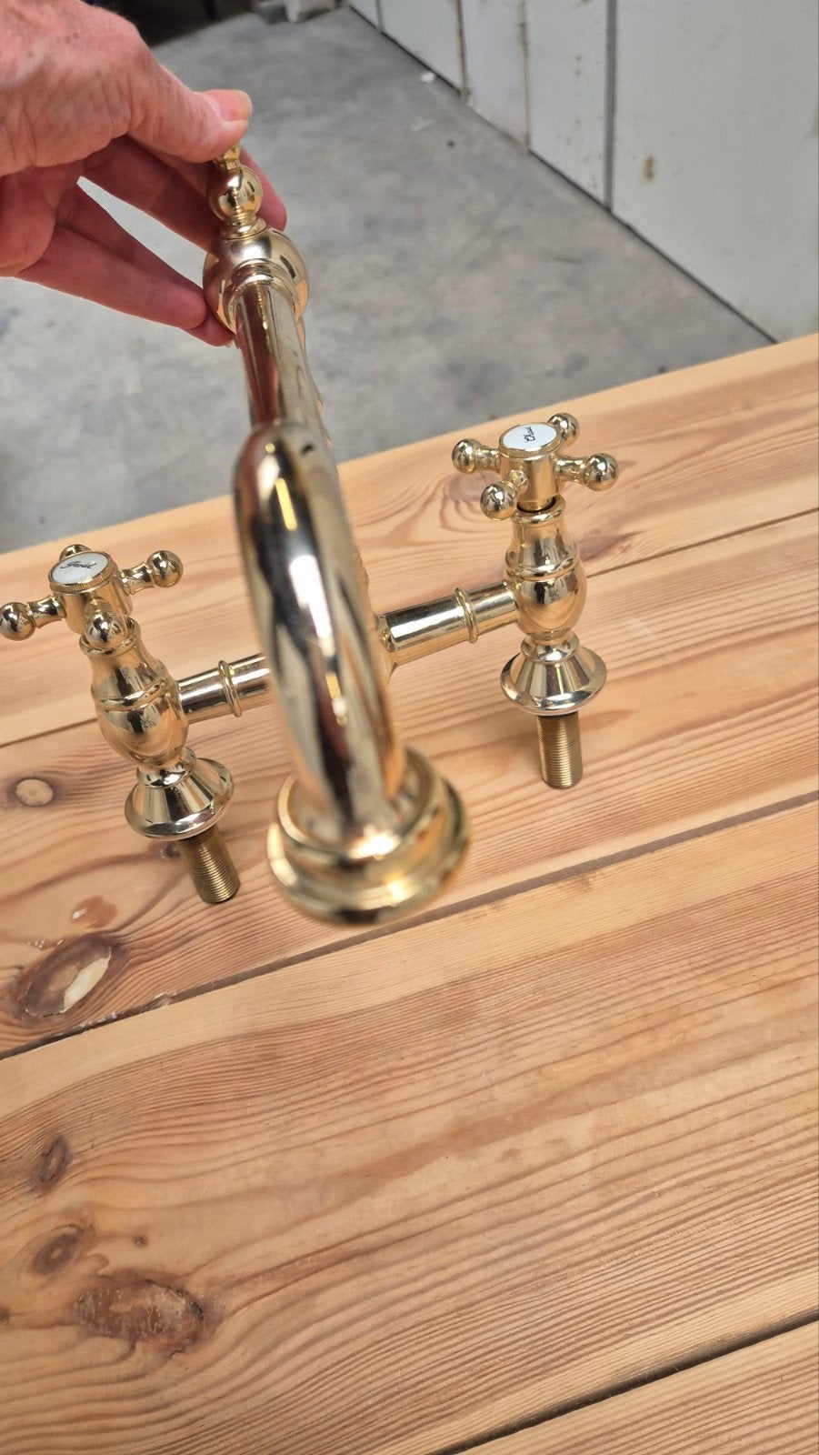 Gouden Kraan met Warme en Koude Wateraanduiding, Ophalen, Zo goed als nieuw, Koper, Kraan