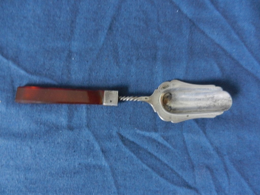 Zilveren suikerschep met cornalijn steel H. Hooykaas ca 1930, Ophalen of Verzenden, Zilver