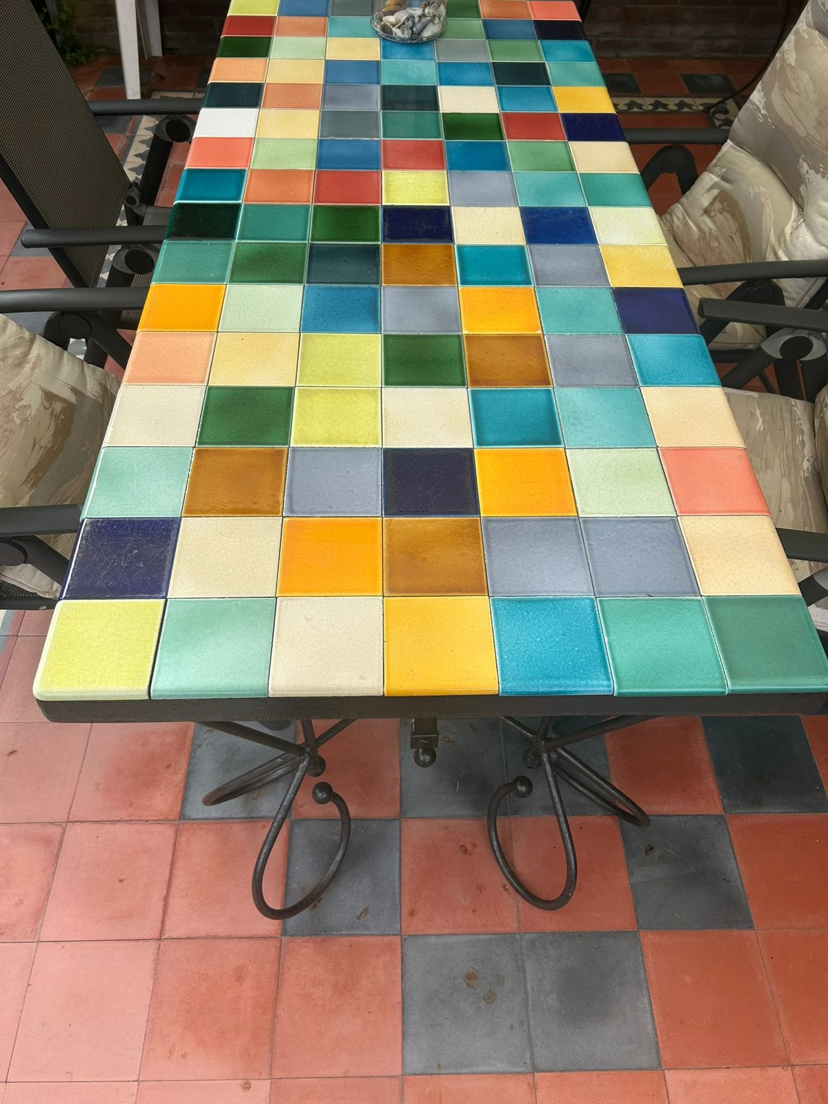 Unieke Tuintafel voor onder een veranda, Tuin en Terras, Ophalen, Zo goed als nieuw, Rechthoekig