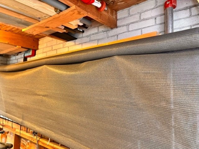 Grijs windscherm/winddoek, Ophalen, Uittrekbaar, Zo goed als nieuw
