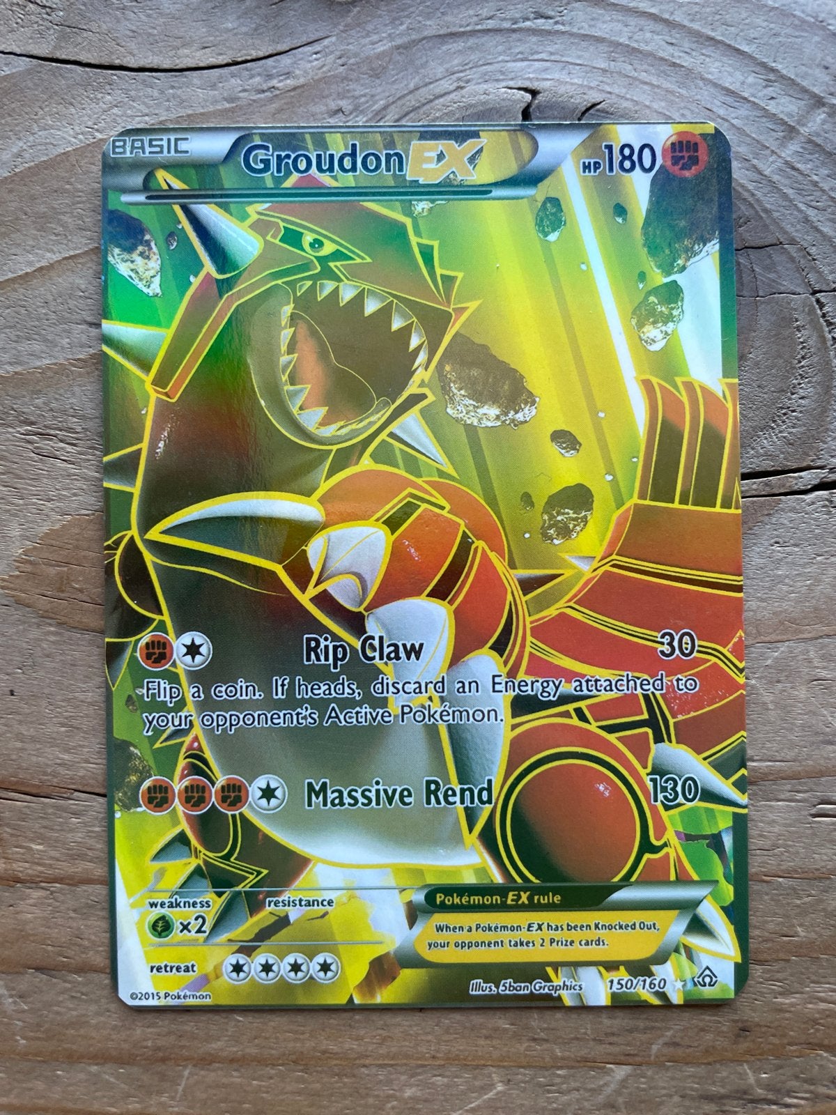 Pokémon Groudon EX Kaart - Holo Foil 150/160, Ophalen of Verzenden, Gebruikt, Losse kaart, Foil