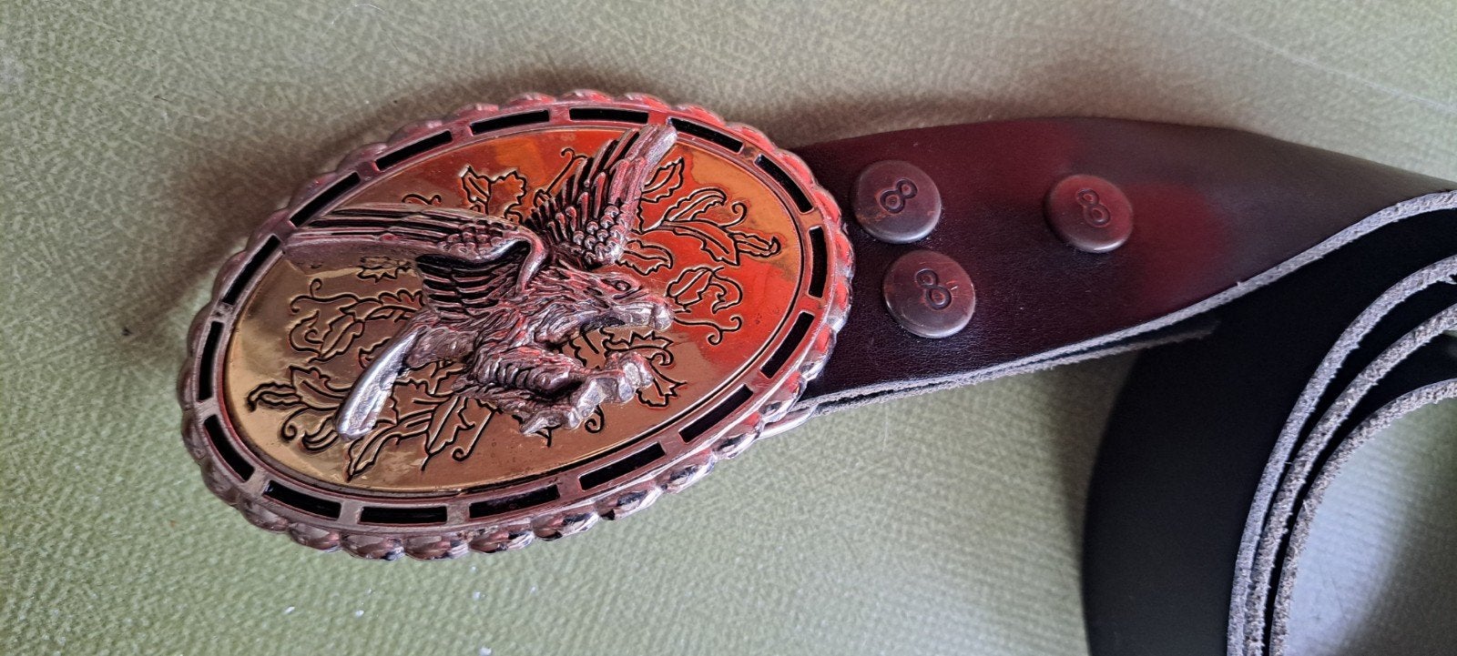 Vintage Riem - Belt m Adelaar Buckle - OCHO Original, Kleding | Heren, Riemen en Ceinturen, Zwart, Gedragen, 105 tot 115 cm, Ophalen of Verzenden