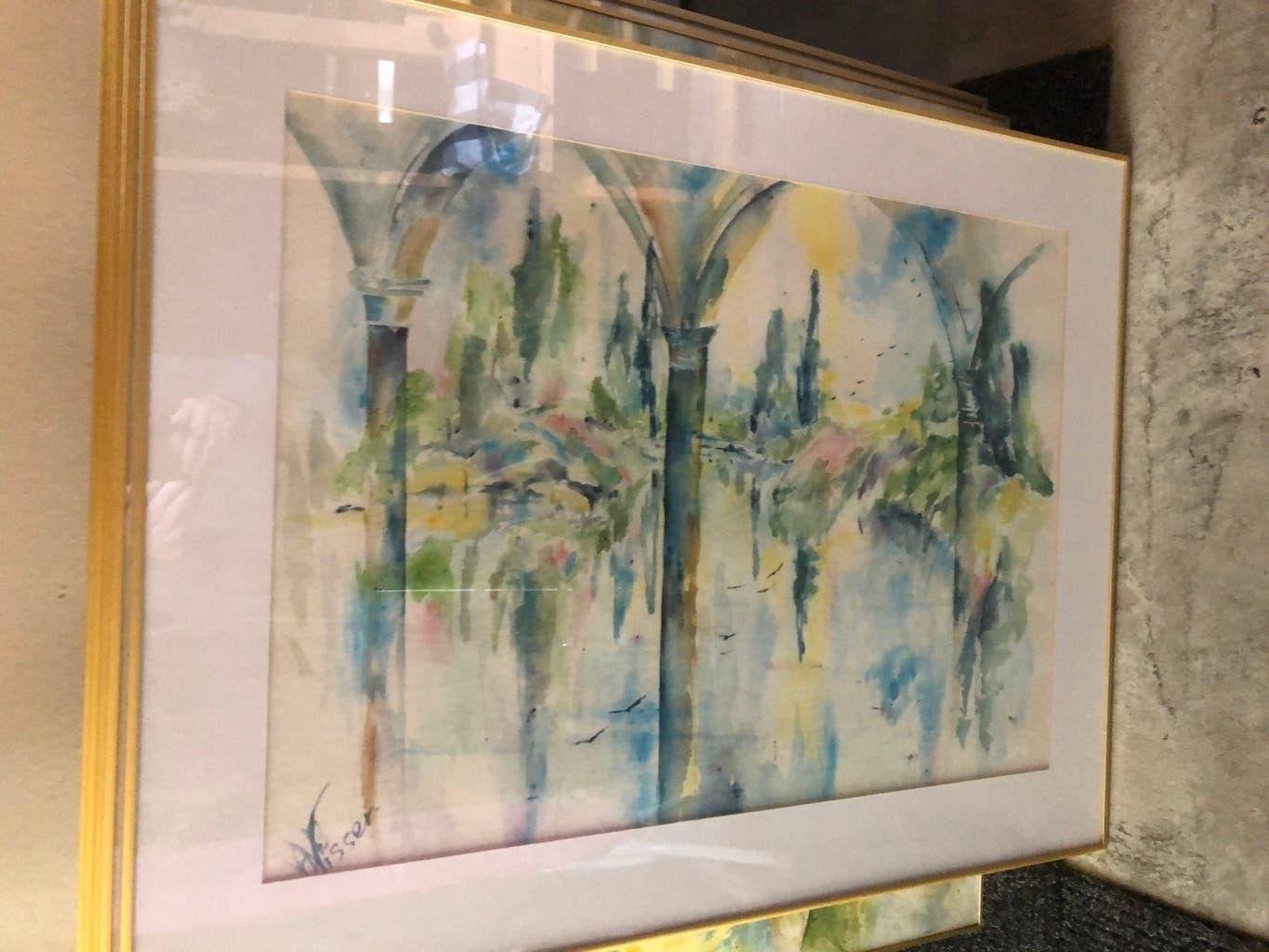 Aquarel Italie, Ophalen, Gesigneerd, Impressionistisch, Landschap