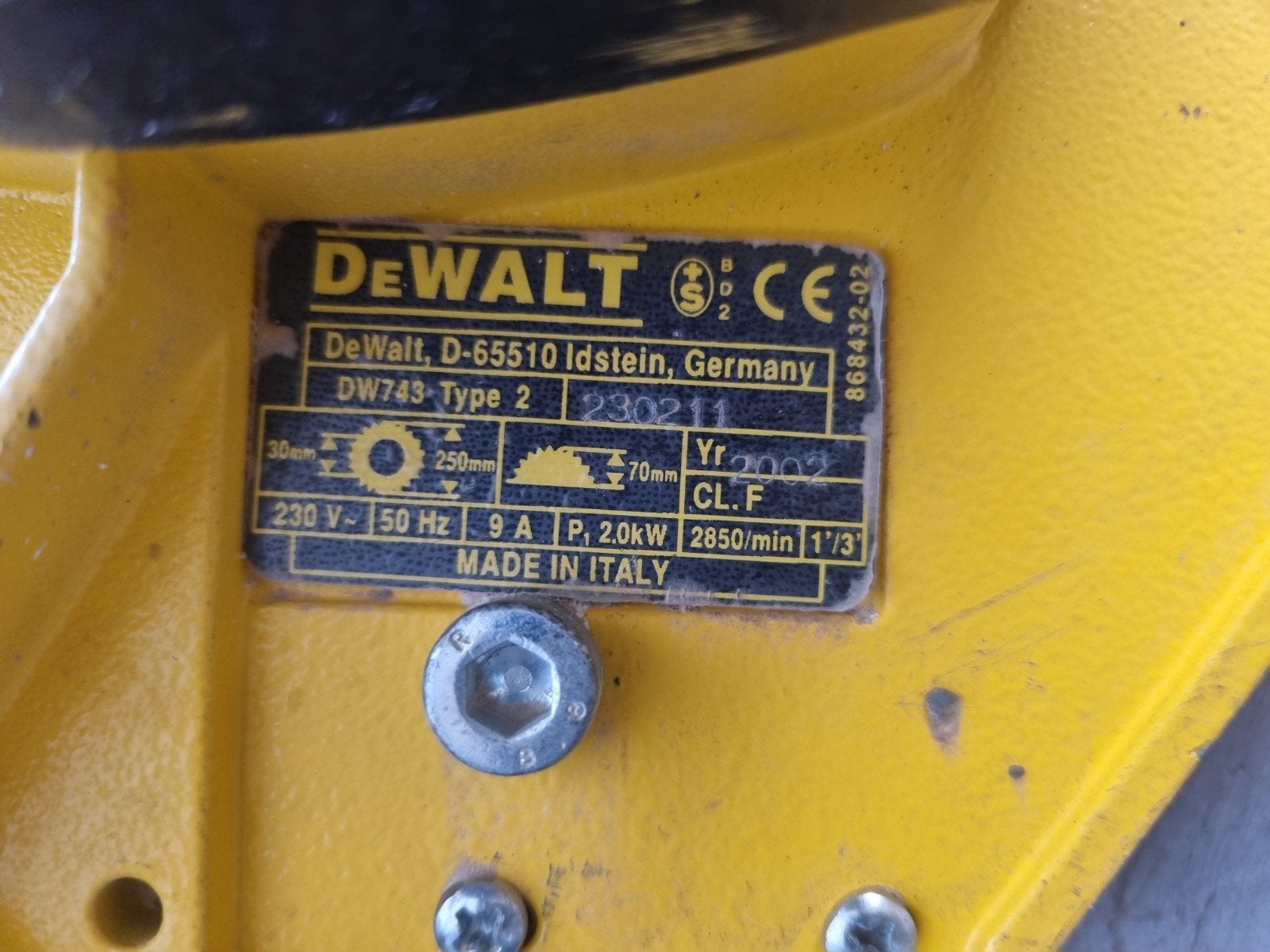 DeWalt DW743 Type 2 Afkort- en tafelzaag, Gebruikt, DeWalt, 70 mm of meer, Ophalen of Verzenden