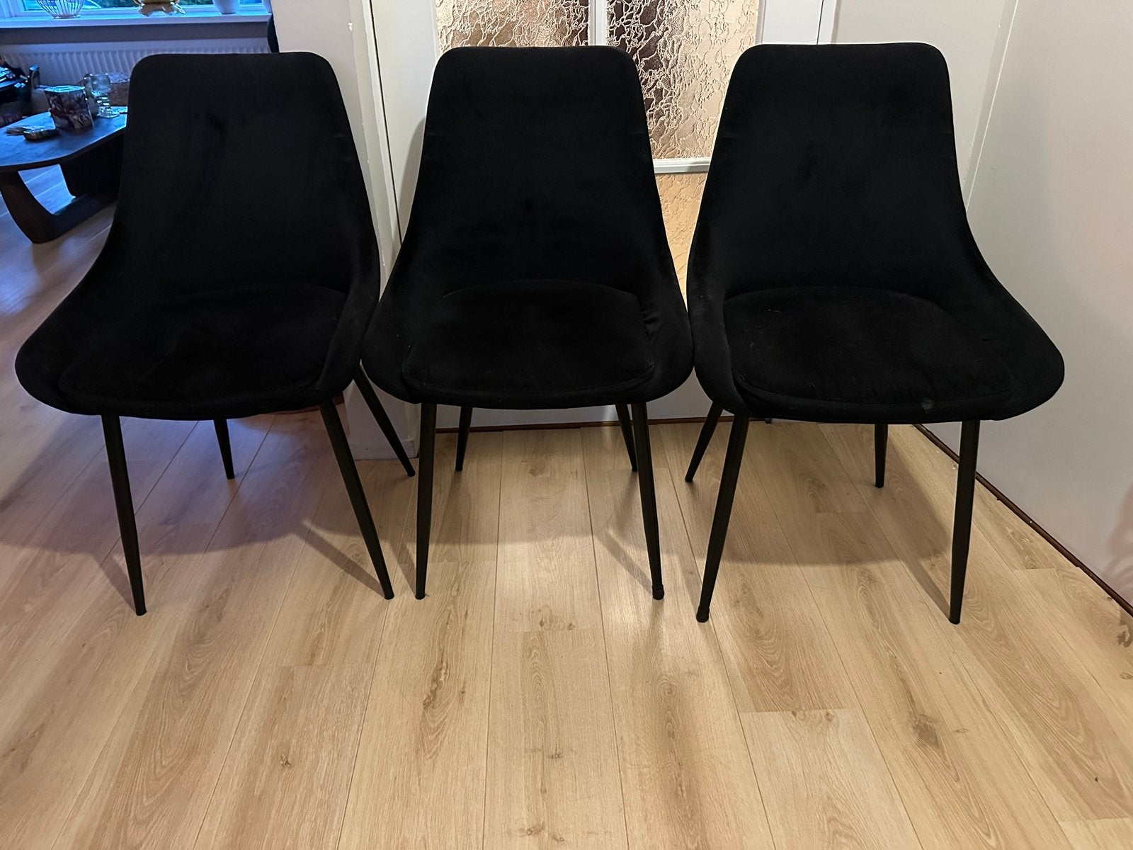 6 zwarte velvet eetkamer stoelen, Huis en Inrichting, Stoelen, Ophalen, Gebruikt, Zwart, Hotel chique