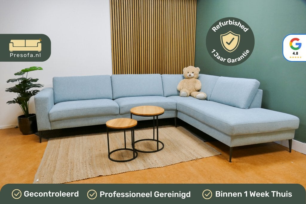 Moderne Hoekbank Lichtblauw Gemêleerd [Refurbished], 250 tot 300 cm, -, -, Hoekbank
