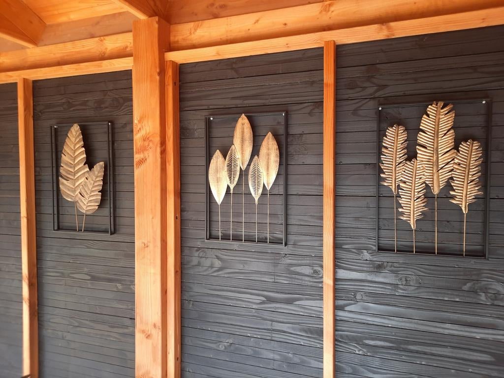 Mooie gouden wanddecoraties met bladeren, Metaal, Wandsculptuur, Nieuw, Ophalen of Verzenden