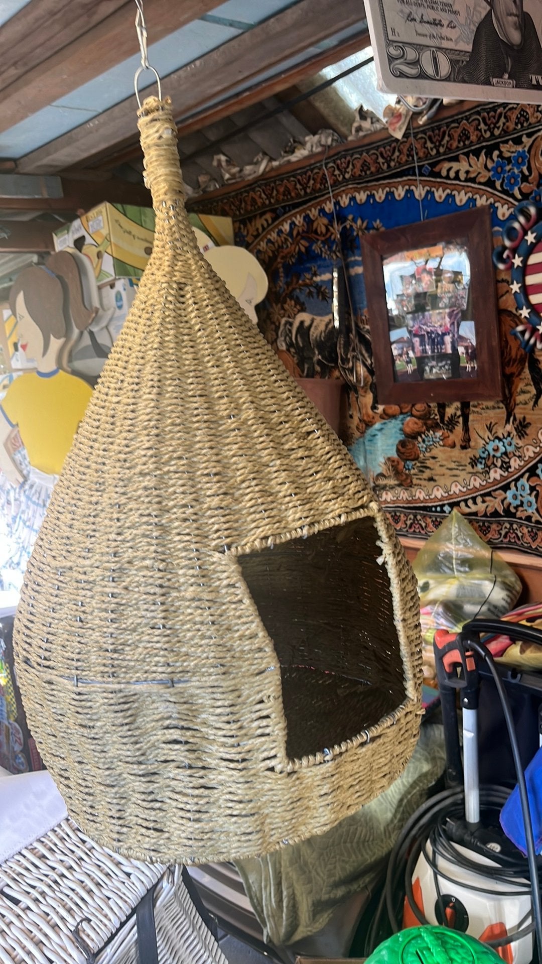 Hang mand voor de poes, Dieren en Toebehoren, Kattenmanden, Ophalen, Zo goed als nieuw, Riet