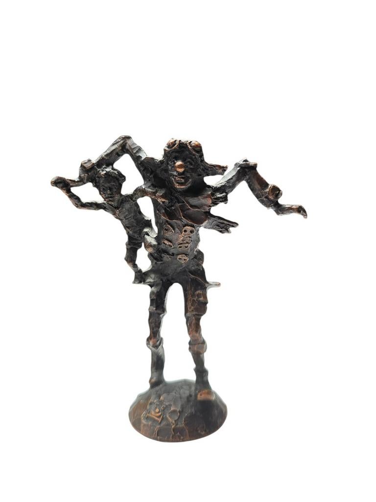 Sculptuur clown - Verbronst tin - Birgitte van den Houdt, Verzamelen, Beelden en Beeldjes, Zo goed als nieuw, Overige typen, Ophalen of Verzenden