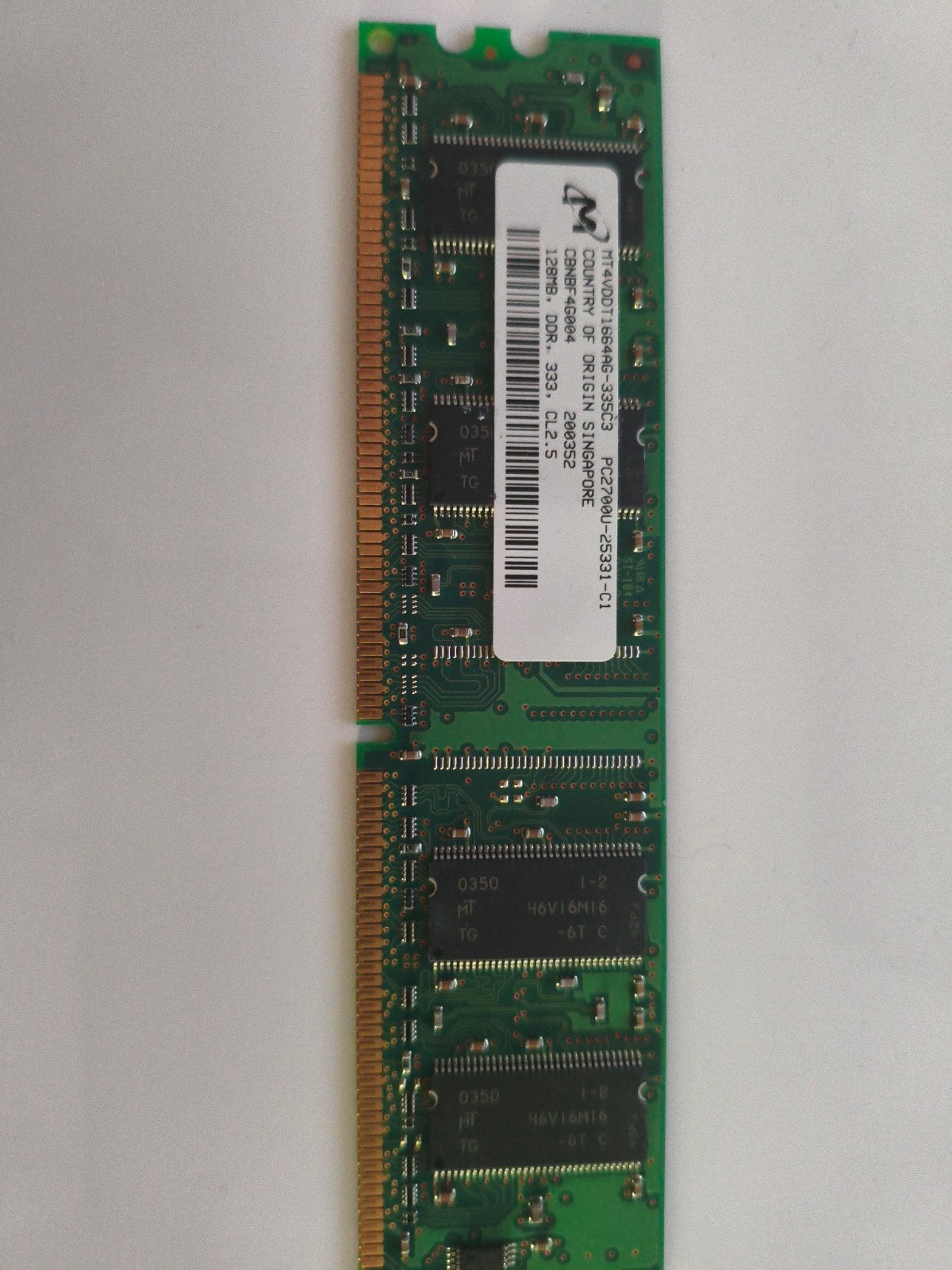 Micron 128MB PC2700U-25331-C1 DDR RAM Geheugenmodule, Computers en Software, Ophalen of Verzenden