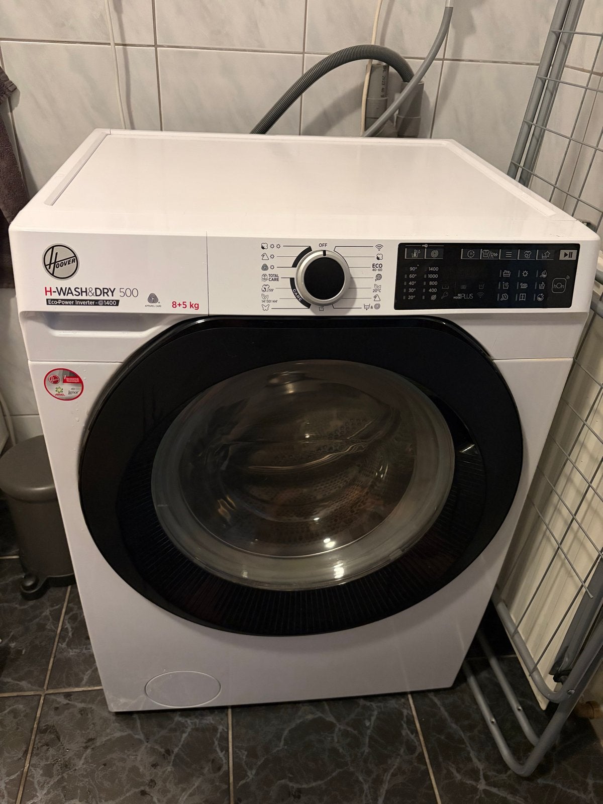 Hoover H-WASH&DRY 500 Wasmachine 8+5 kg Eco-Power Inverter, 1200 tot 1600 toeren, Gebruikt, 8 tot 10 kg, Ophalen of Verzenden