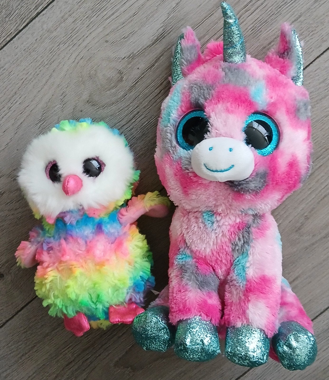 Ty knuffels Unicorn 25 cm, en Uil 17 cm, Ophalen, Overige typen