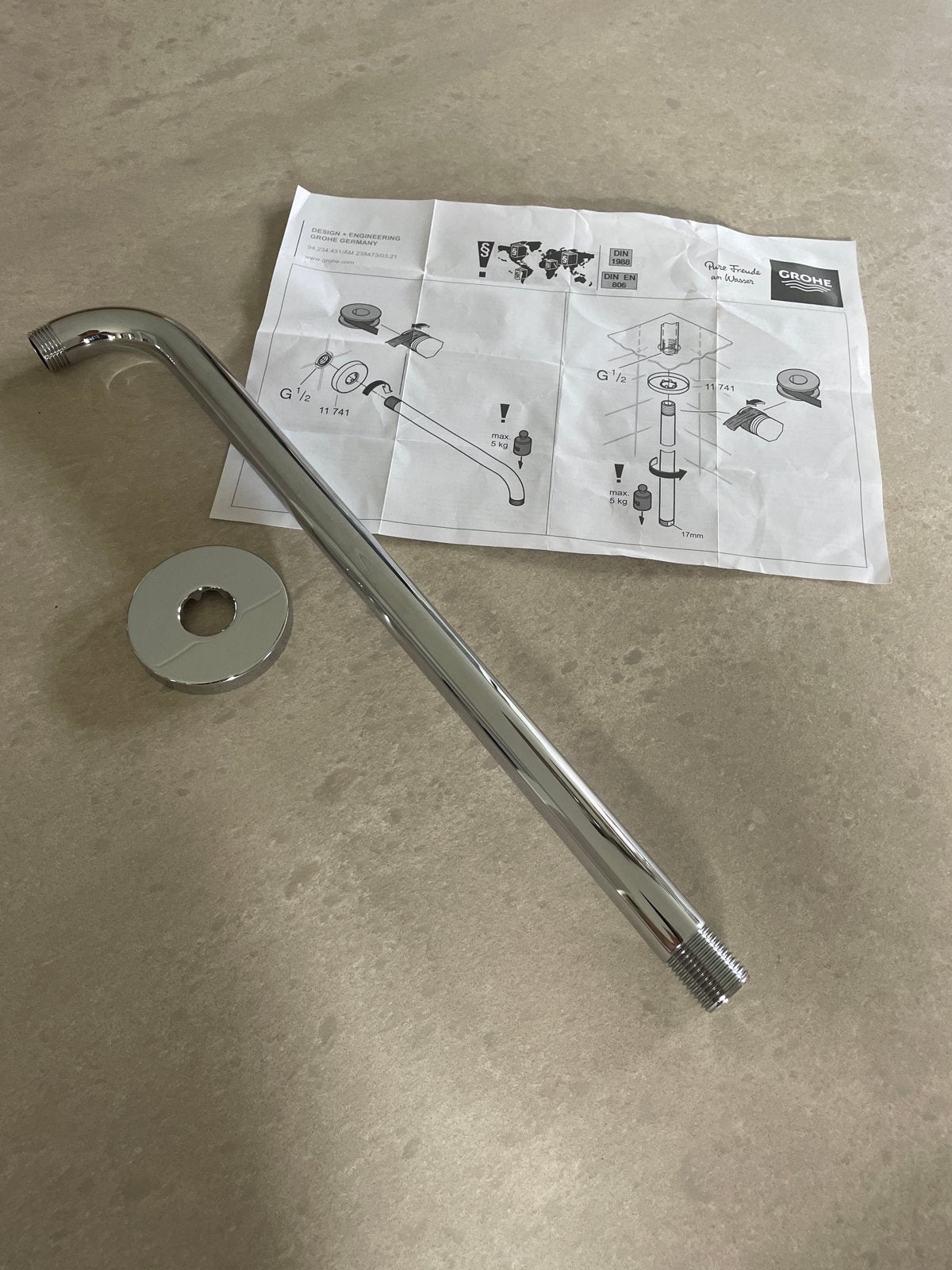 Grohe douche arm inclusief rozet - Nieuw, Ophalen of Verzenden, Nieuw, Chroom, Douche