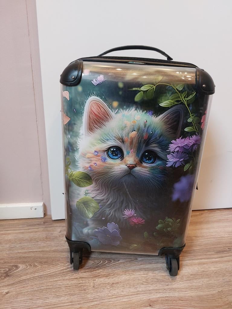 Koffer no boring suitcase, 55x35x25 kat/poes afbeelding, Ophalen of Verzenden, Gebruikt, Hard kunststof, Minder dan 50 cm