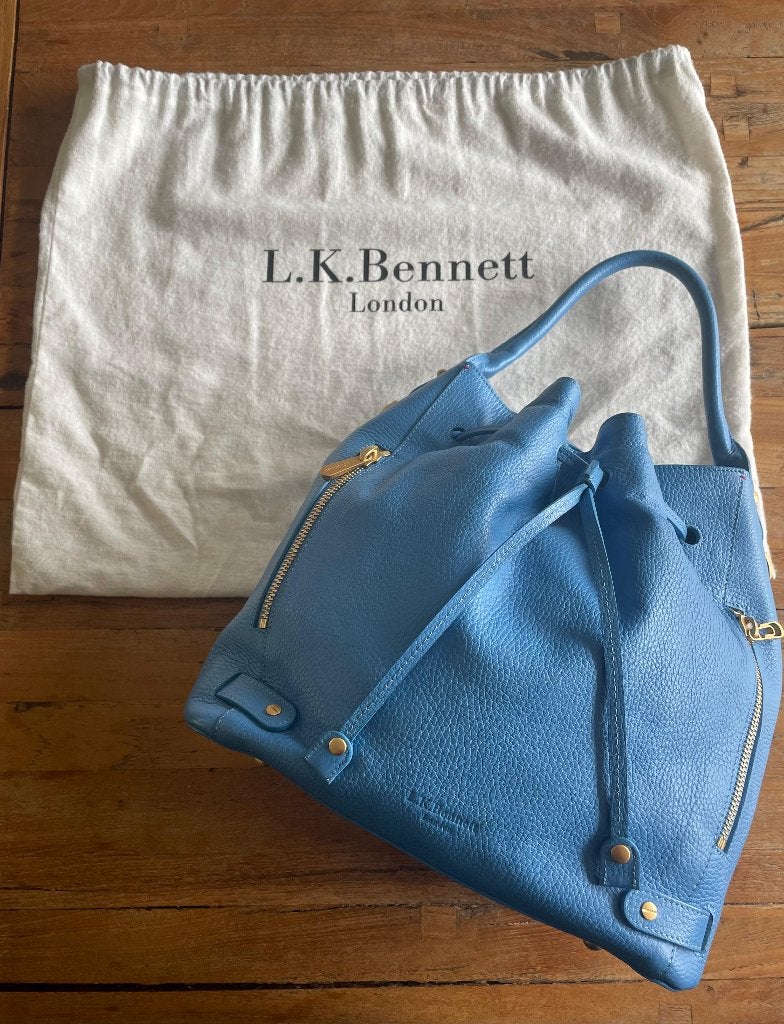 LK Bennett JENNA blue bucket bag schouder tas, Ophalen of Verzenden, Zo goed als nieuw, Blauw, Overige typen