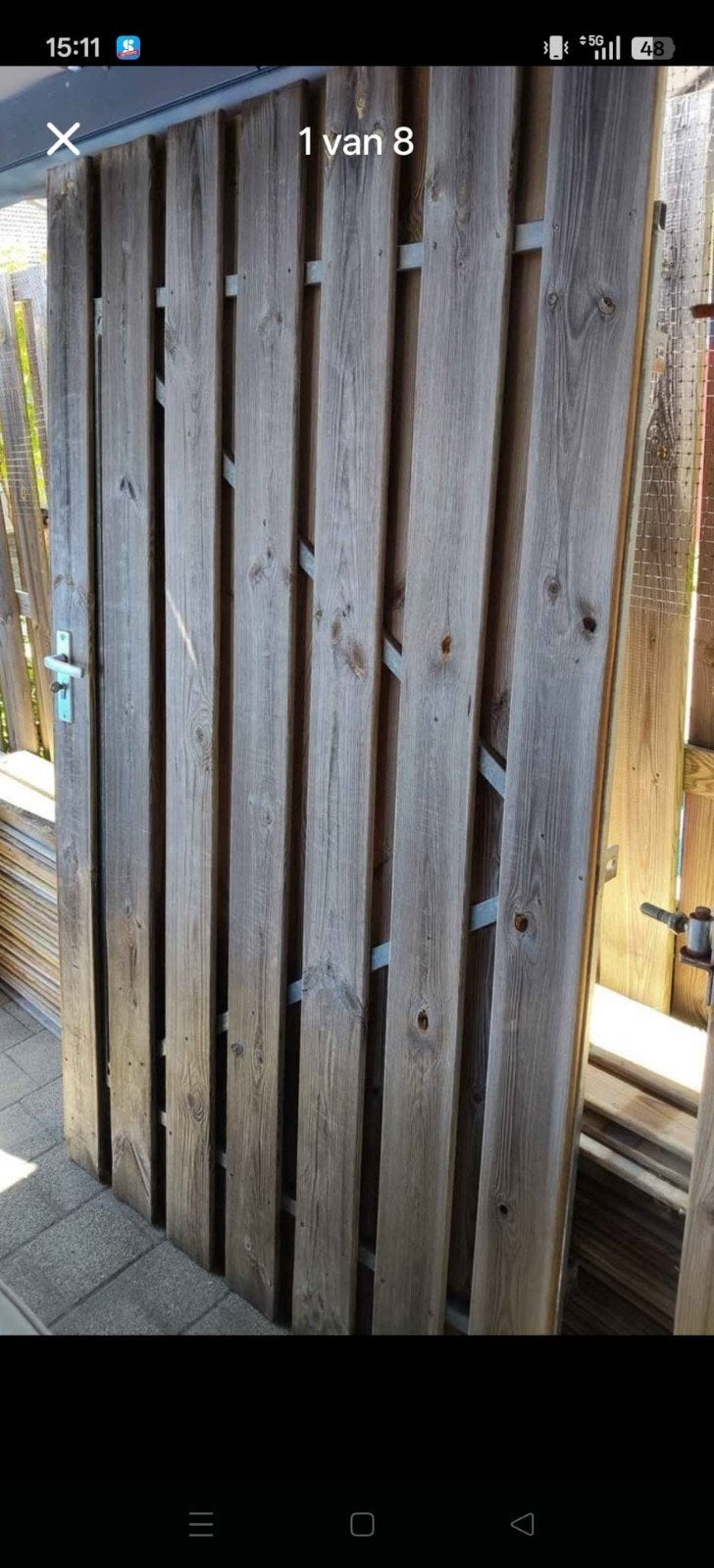 Extra brede poort met ijzer frame - 119x201,5 cm, Ophalen, Gebruikt, 120 cm of meer, Overige typen