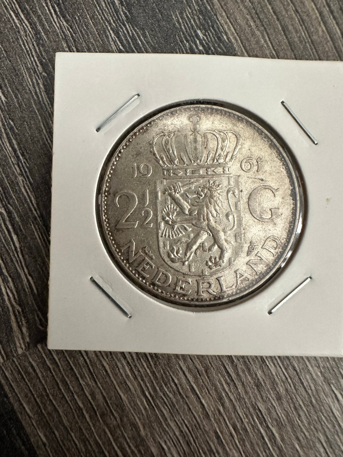Zilveren 2½ Gulden munt Koningin Juliana 1961 met klop, Koningin Juliana, Verzenden, Zilver, Losse munt