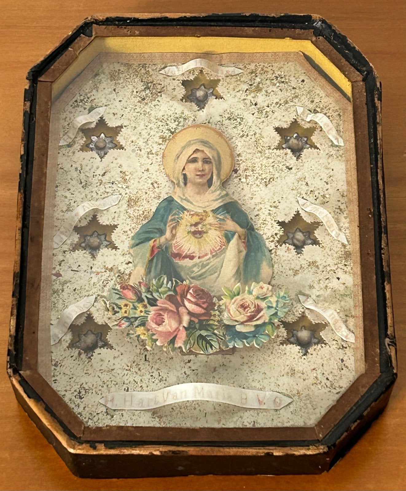 Antiek relikwie 7voudig reliekschrijn jaren 20 Heilige Maria, Ophalen of Verzenden