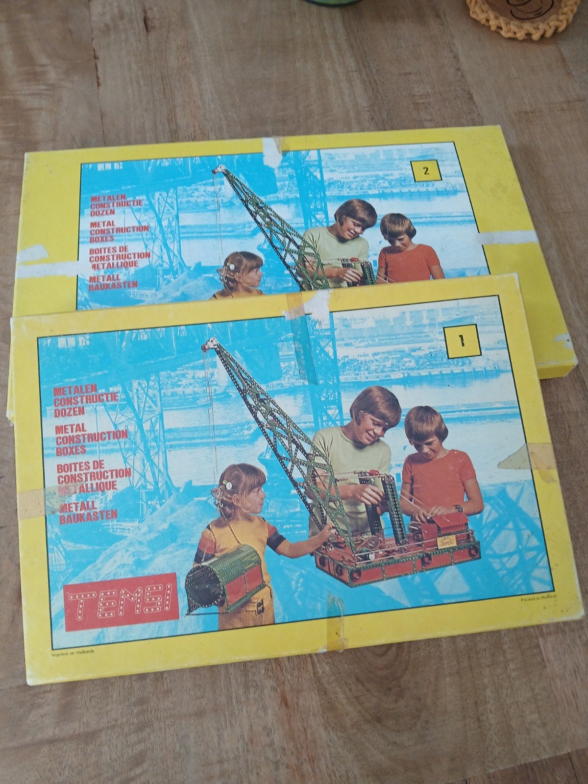 Vintage Temsi (meccano)Metalen Constructie Dozen - Set 1 & 2, Ophalen of Verzenden