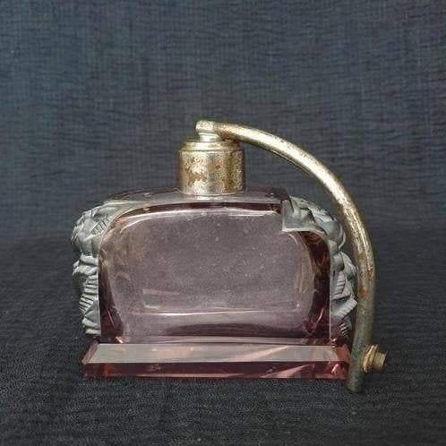 Antieke ca. 1920's parfumflesje Art Deco - Boheems glas, Antiek en Kunst, Ophalen of Verzenden
